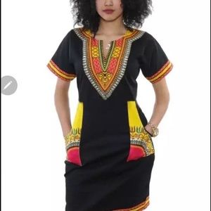 Black and Yellow Dashiki Dresse